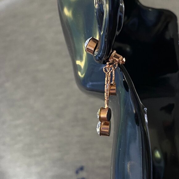 Rose Gold Crystal Triple Glitz Front & Back Earrings - Picture 3 of 7